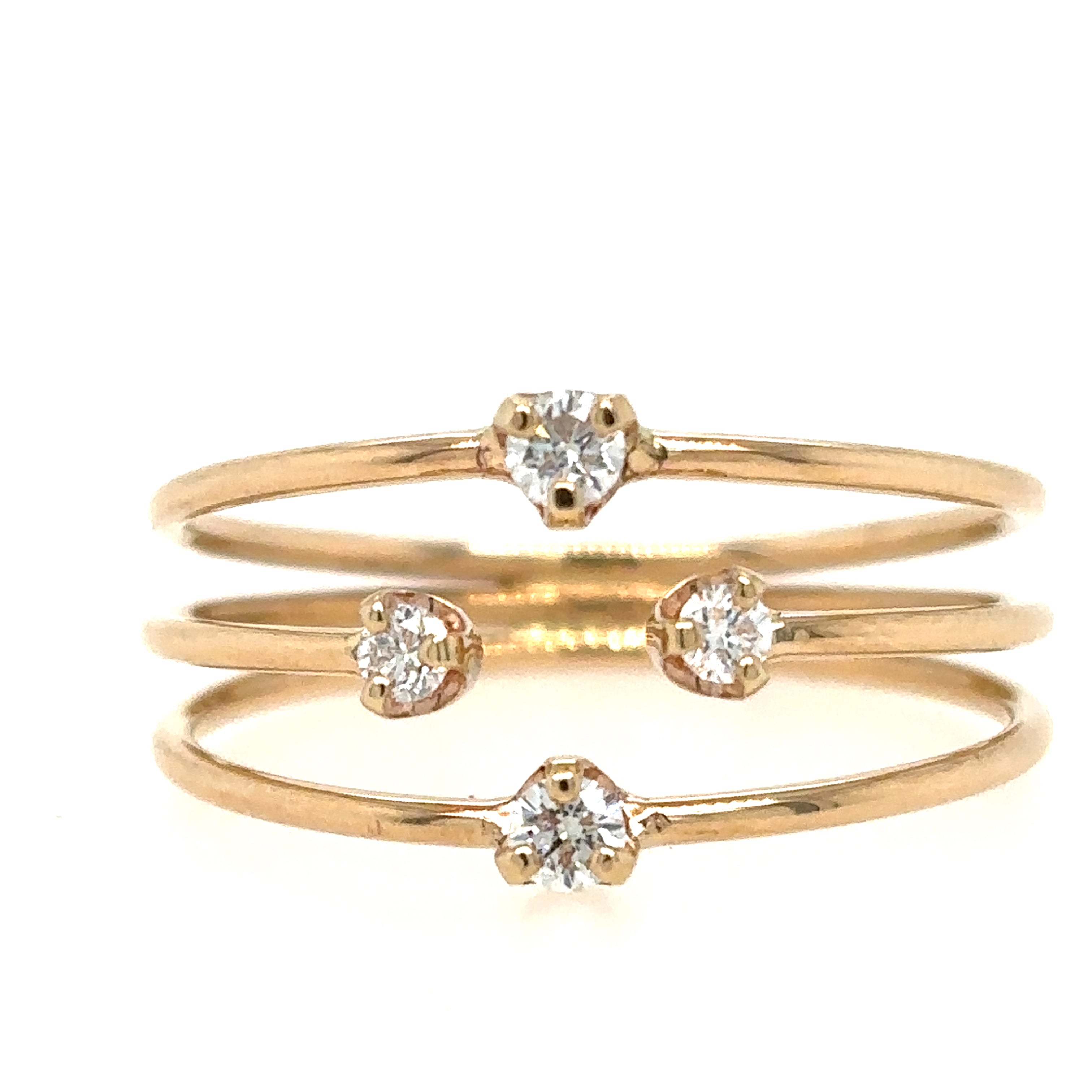 Zoë Chicco 14kt Gold Prong Diamond Triple Open Band Ring