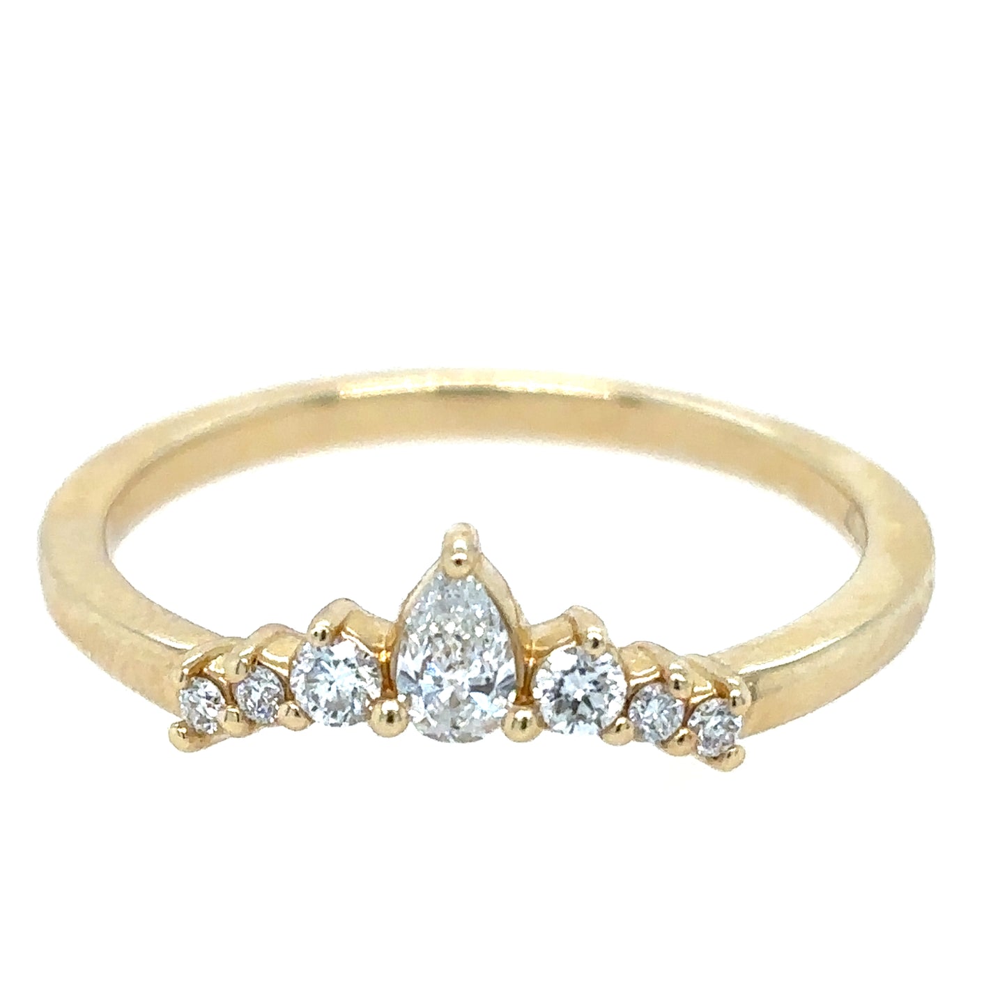 Zoë Chicco 14kt Pear and Graduate Round Diamond Crown Ring