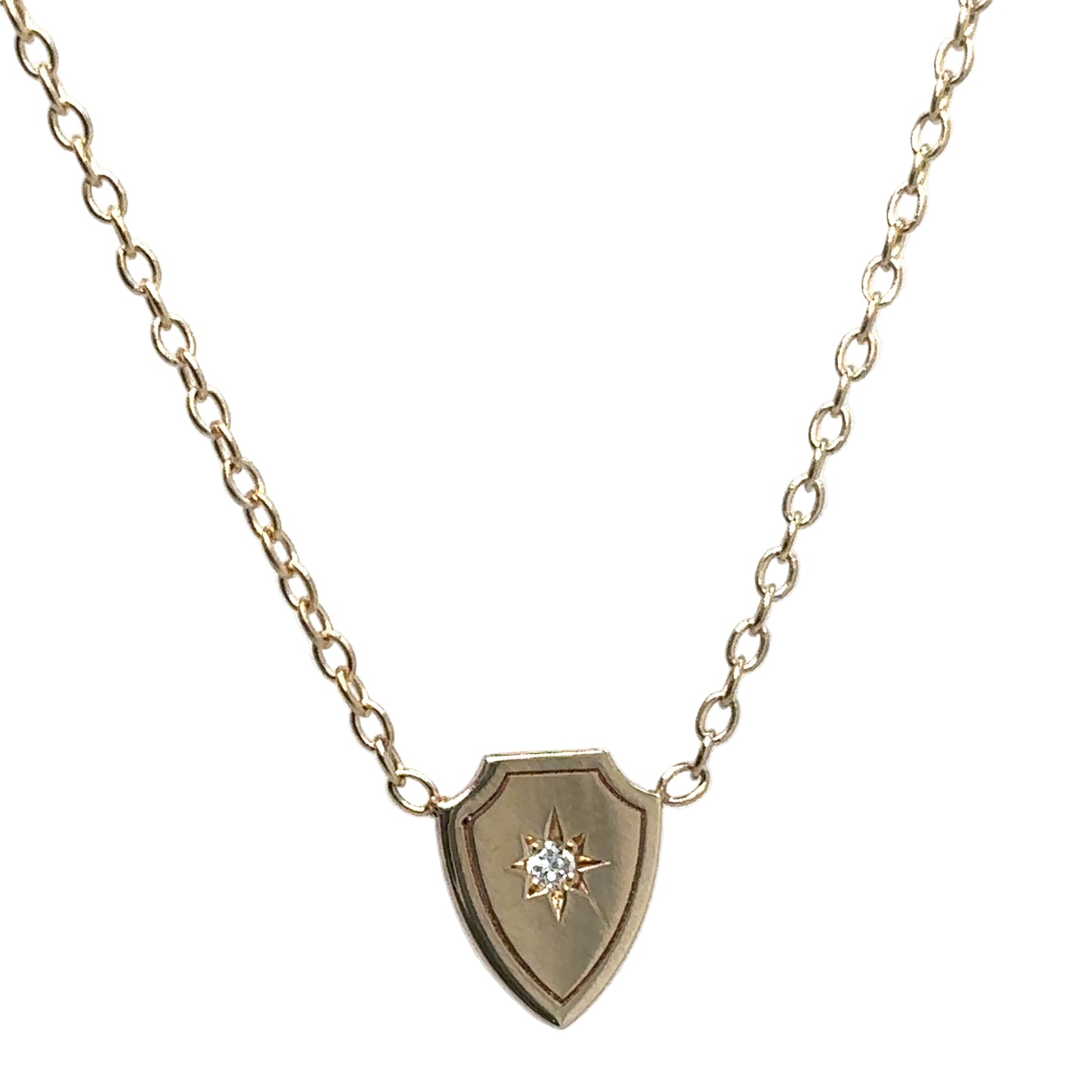 Zoë Chicco 14k Star Set Diamond Shield Necklace