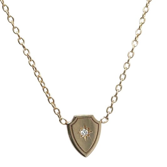 Zoë Chicco 14k Star Set Diamond Shield Necklace