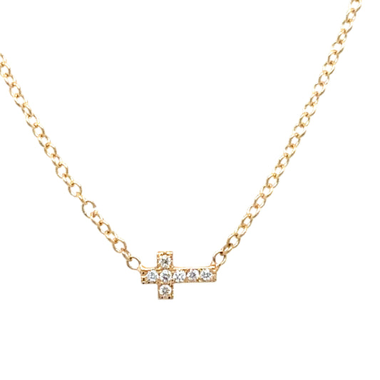 Zoë Chicco 14k Diamond Horizontal Pave Itty Bitty Cross Necklace