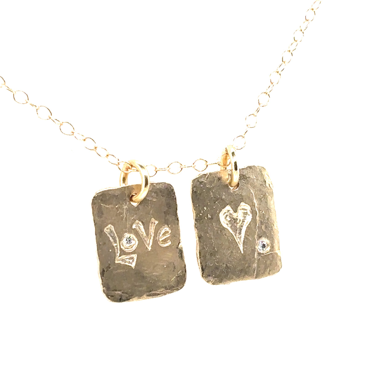 Victoria Cunningham 14KT Diamond Love Dog Tag Necklace
