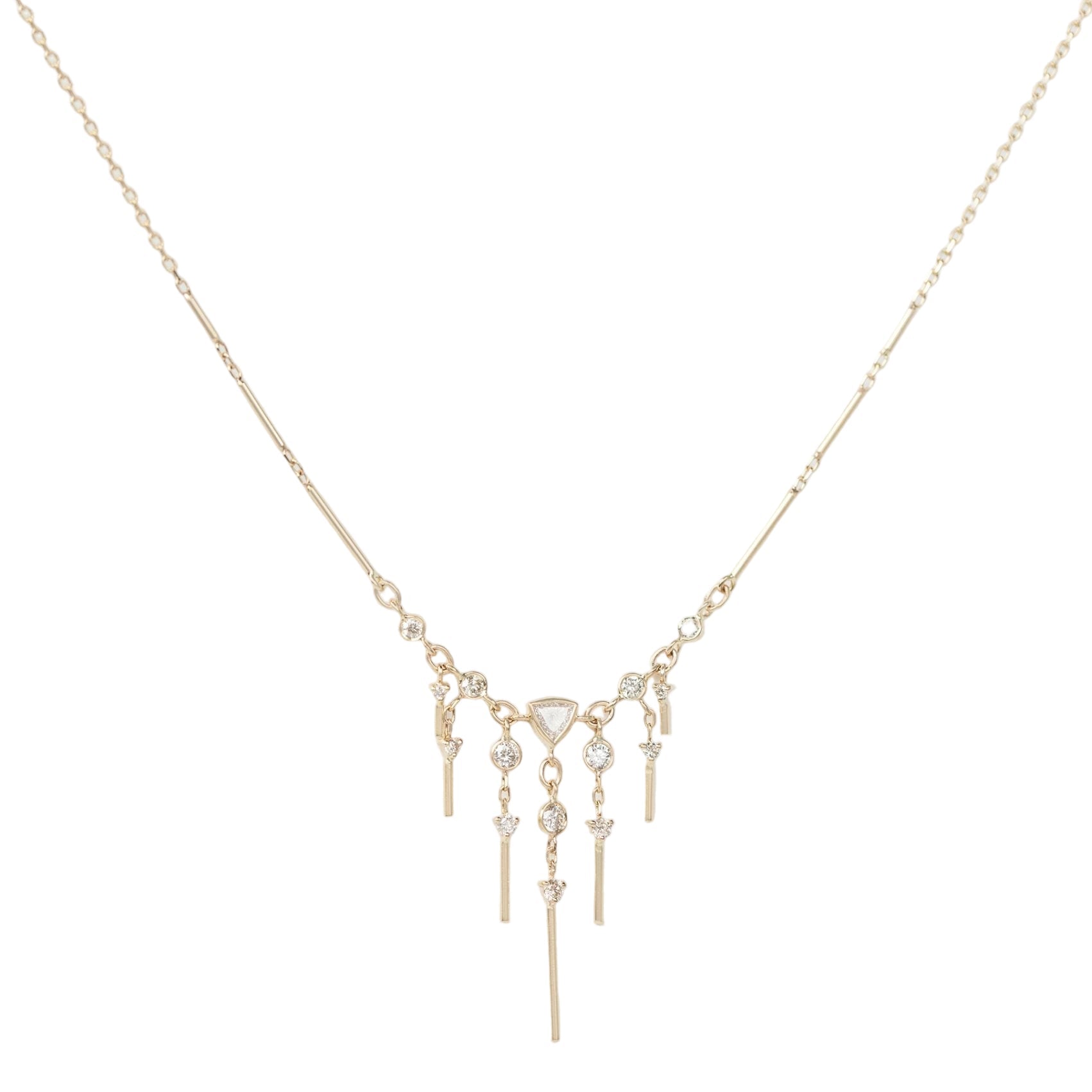 Celine Daoust 14k Dream Maker Triangle and Dangling Diamonds Necklace