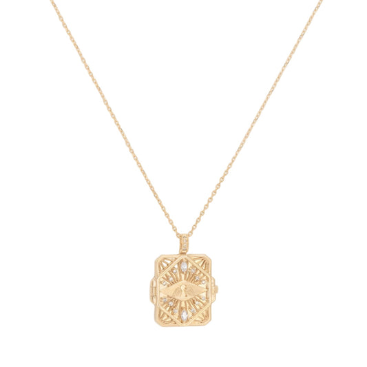 Celine Daoust 14k Diamond and Key Open Book Necklace