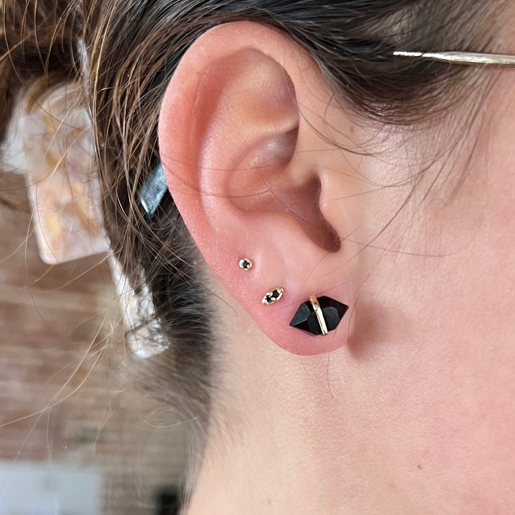 Aili 14KT XXS Black Diamond Prong Studs