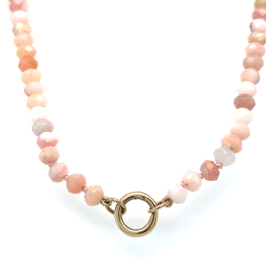 Zoë Chicco 14k Faceted Pink Opal Rondelle Bead Round Enhancer Necklace