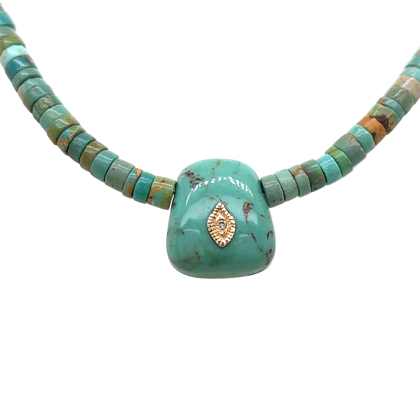 Pascale Monvoisin 9KT Turquoise and Diamond Beach Necklace