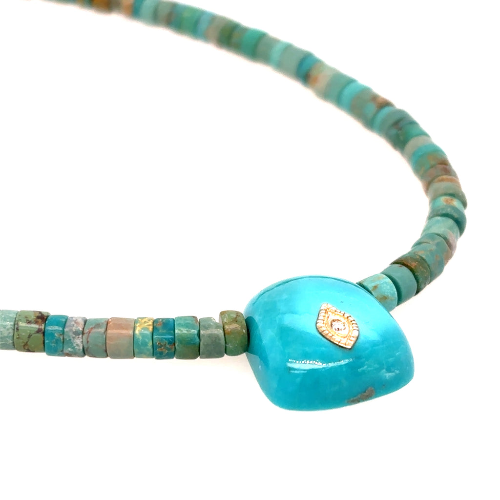 Pascale Monvoisin 9KT Turquoise and Diamond Beach Necklace
