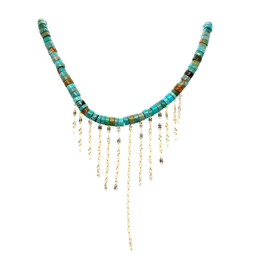 Pascale Monvoisin 9KT Turquoise Bead and Chain Necklace