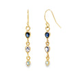 Metier 9kt Triple Gemstone Drop Earrings