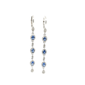 Meira T 14k White Gold Diamond Halo 3 Oval Sapphire Drop Earrings