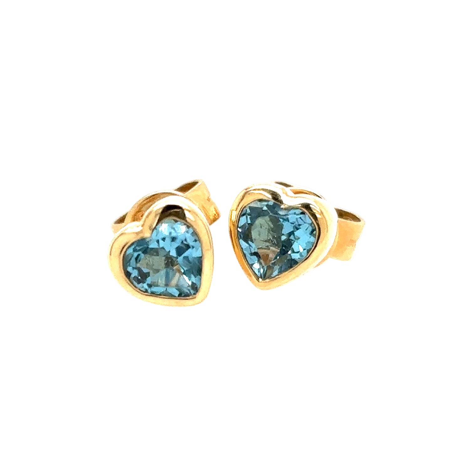 14KT Delicate Heart-Shaped Blue Topaz Stud Earrings