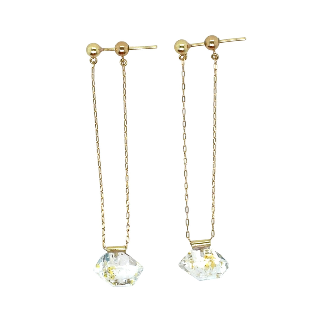 Monaka 18KT Petroleum in Quartz Drop Earrings