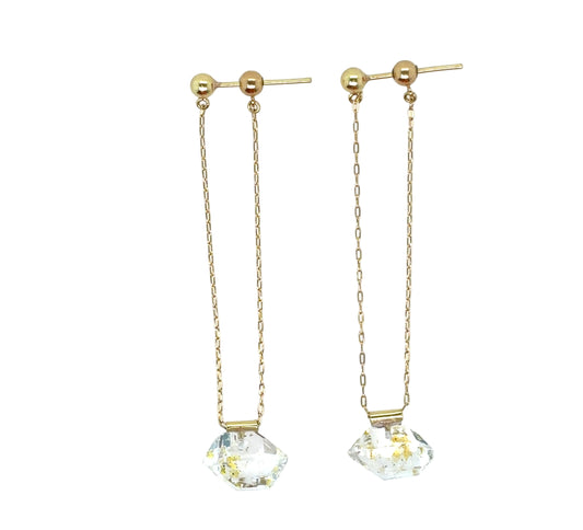 Monaka 18KT Petroleum in Quartz Drop Earrings
