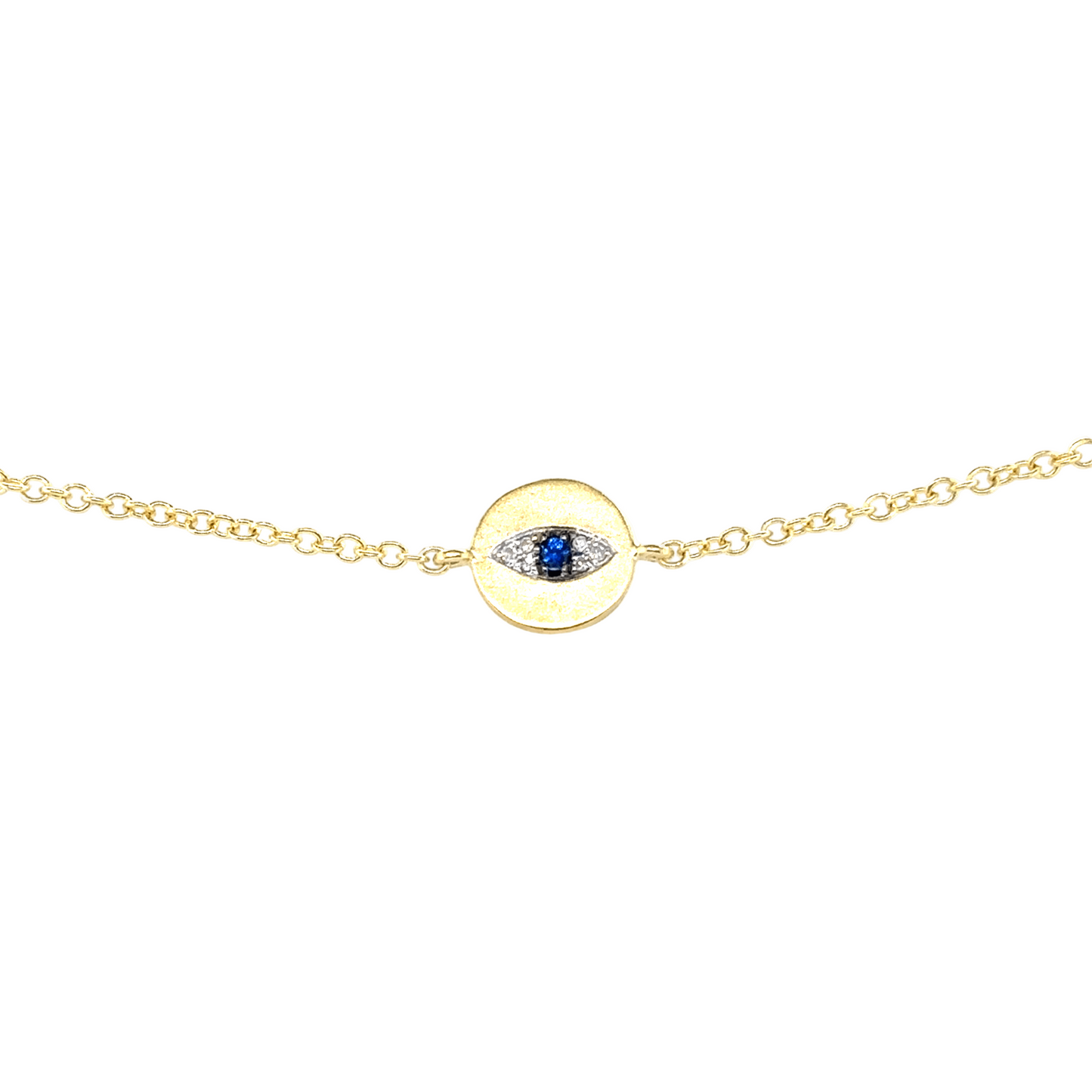 Meira T 14kt Brushed Gold Sapphire and Diamond Evil Eye Bracelet