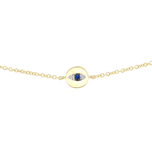 Meira T 14kt Brushed Gold Sapphire and Diamond Evil Eye Bracelet