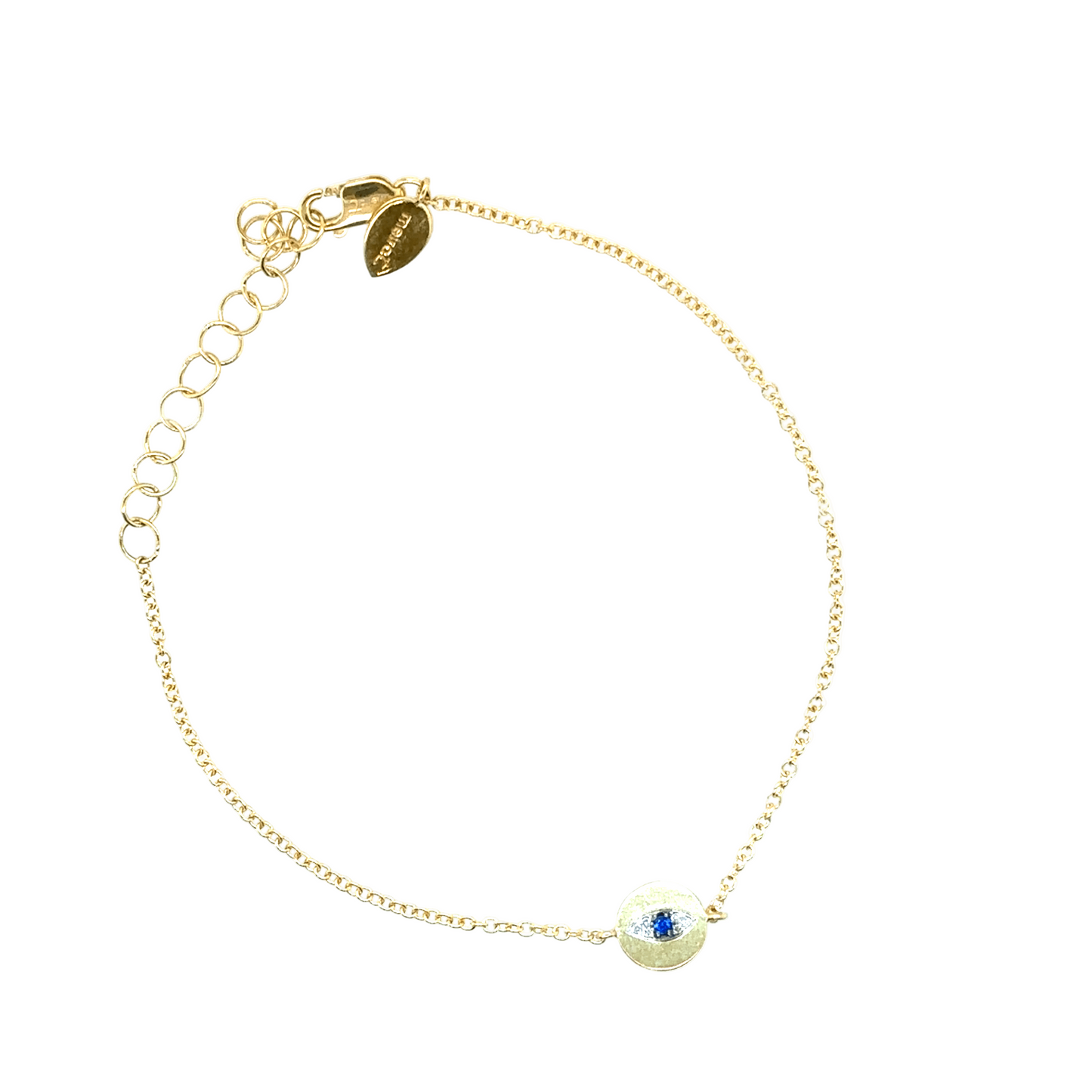 Meira T 14kt Brushed Gold Sapphire and Diamond Evil Eye Bracelet
