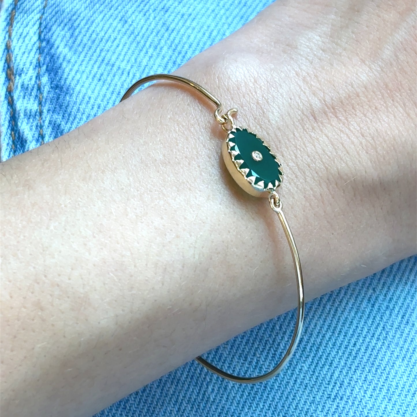 Pascale Monvoison 9KT ORSO Green Onyx and Diamond Bangle