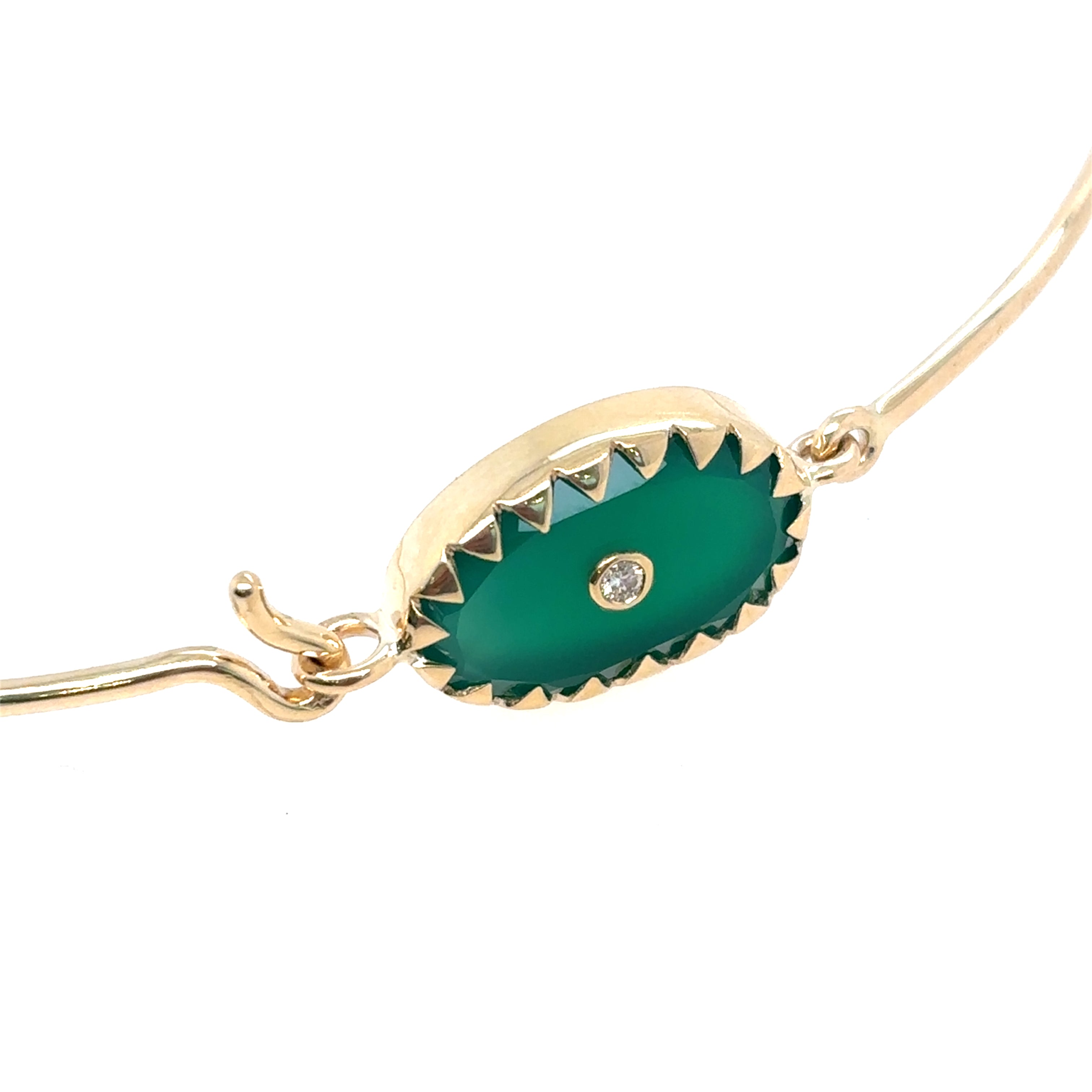 Pascale Monvoison 9KT ORSO Green Onyx and Diamond Bangle