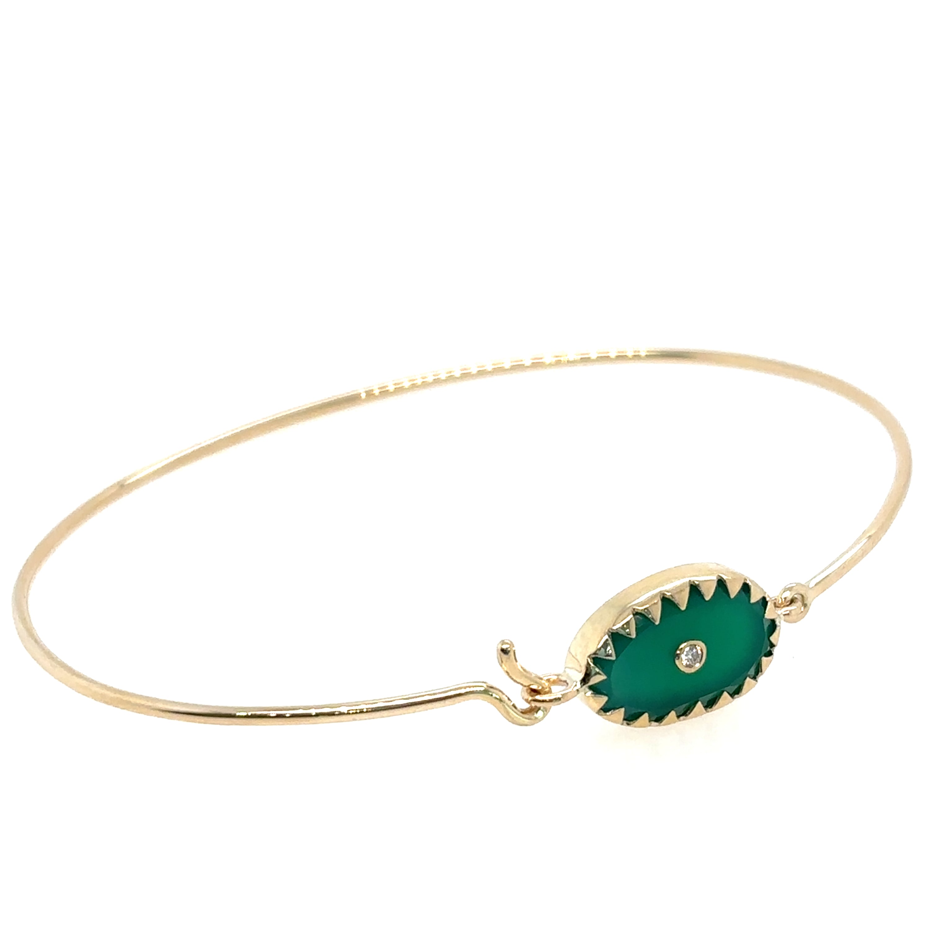 Pascale Monvoison 9KT ORSO Green Onyx and Diamond Bangle