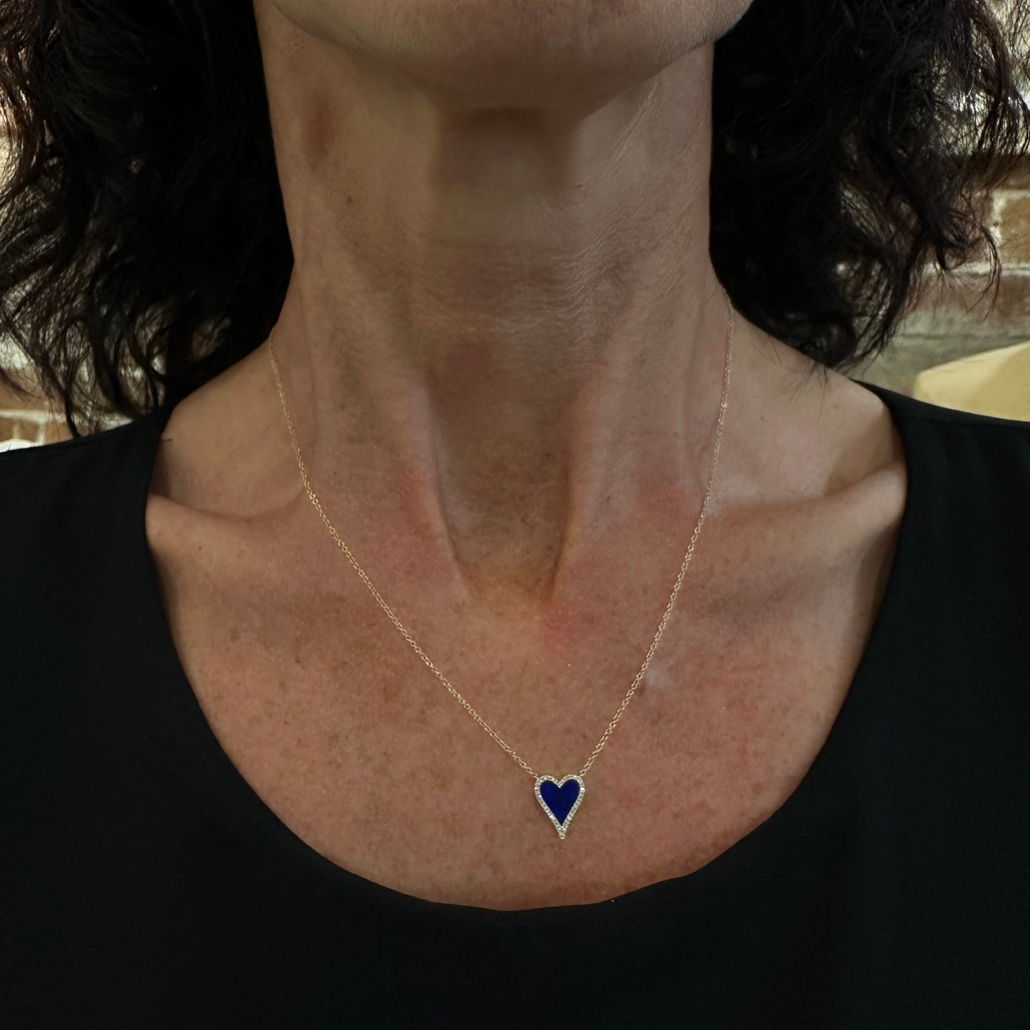 14kt Lapis and Diamond Heart Necklace