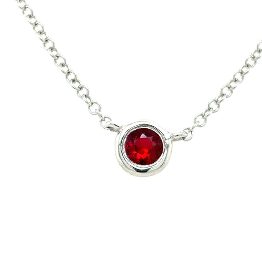 14KT Delicate Bezel-Set Ruby Necklace