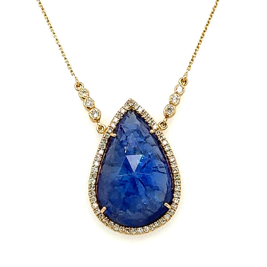 14kt Teardrop Tanzanite Necklace with Diamond Accents