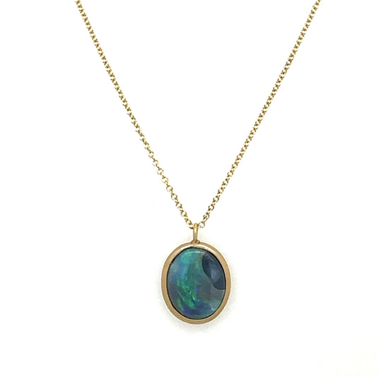 18kt Oval Australian Opal Necklace
