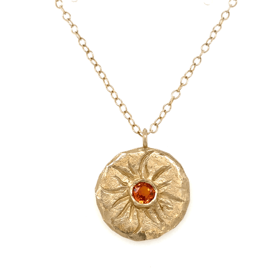 Victoria Cunningham 14KT Orange Sapphire Sun Necklace