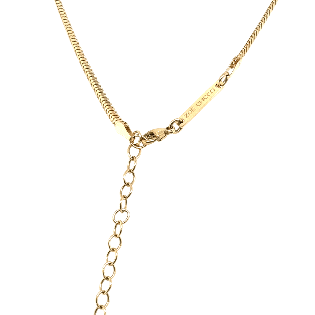 Zoë Chicco 14k Emerald Cut Emerald Pendant Snake Chain Necklace
