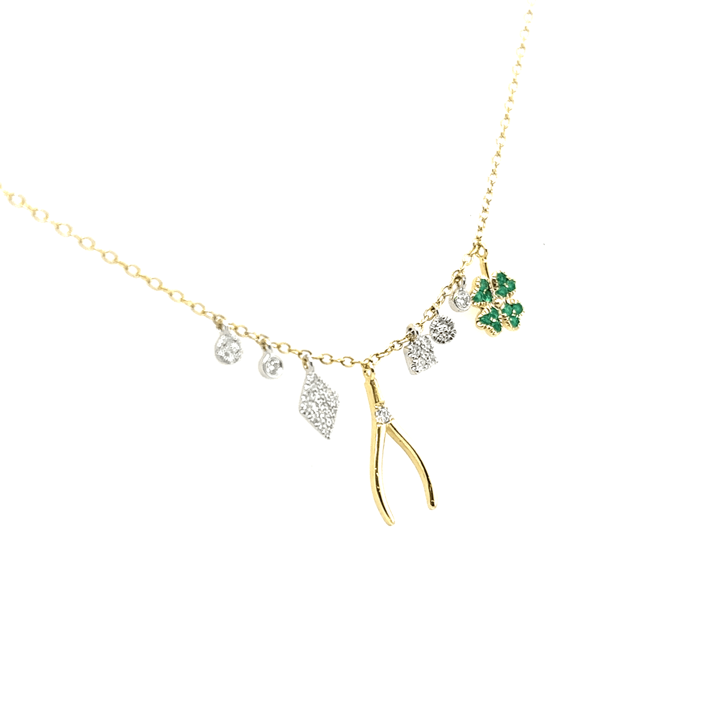 Meira T 14k Emerald and Diamond Lucky Charm Necklace