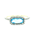Meira T 14k Rectangular Cut Blue Topaz Diamond Ring