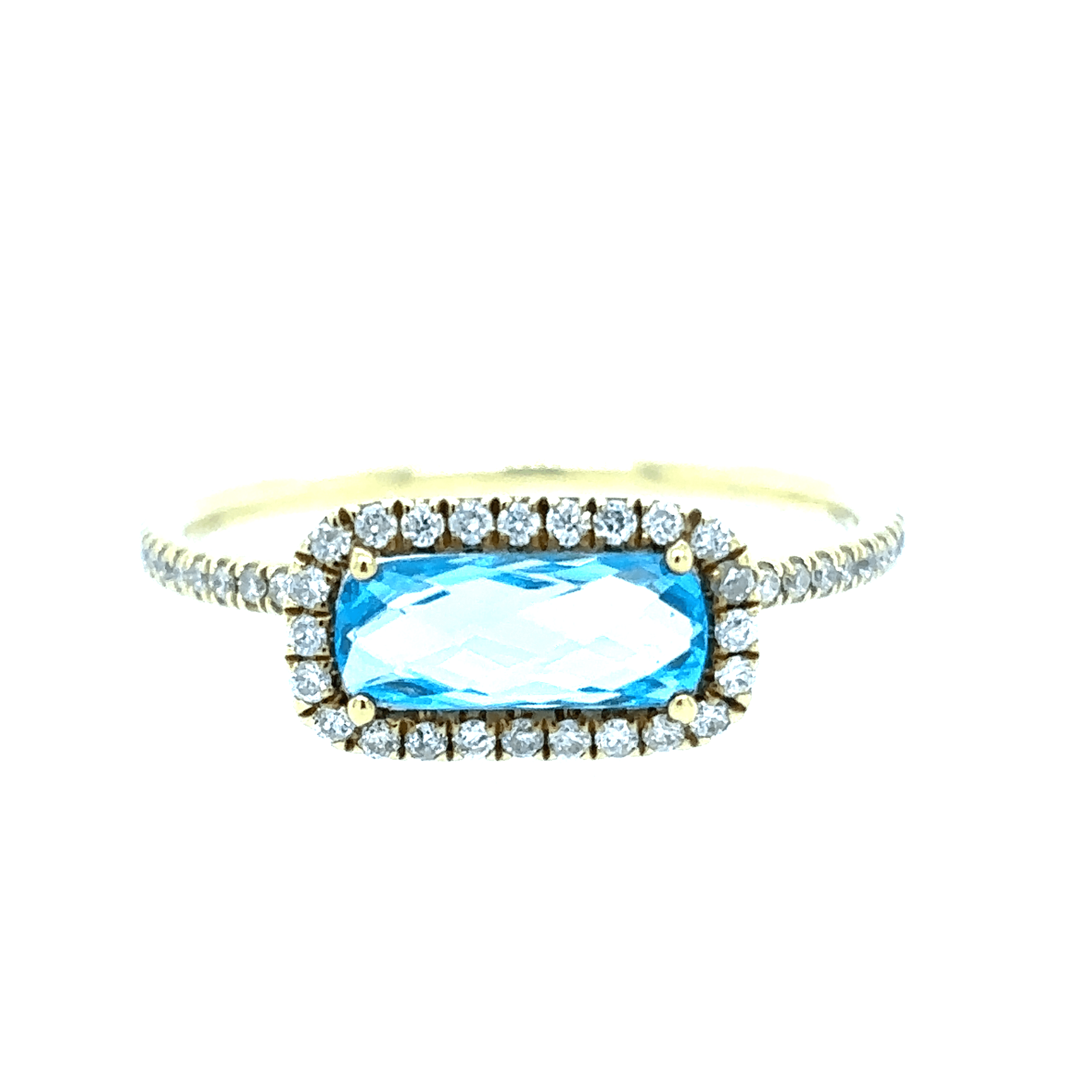 Meira T 14k Rectangular Cut Blue Topaz Diamond Ring