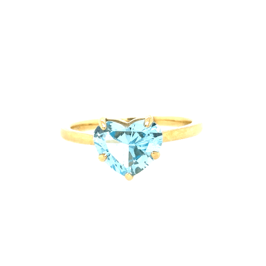 Meira T 14KT Large Heart-Shaped Blue Topaz Ring