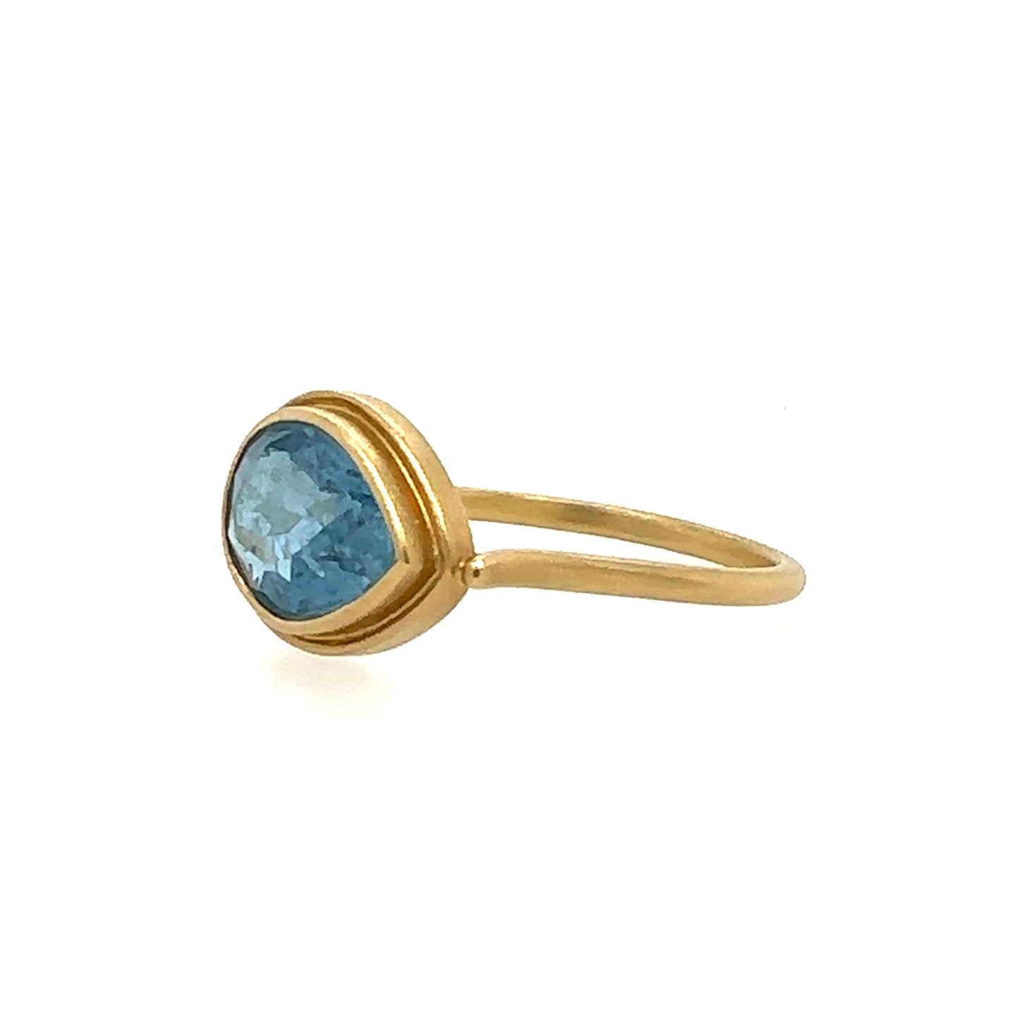 Monaka 18k Matte Gold Ring with a Pear-Shaped Aquamarine
