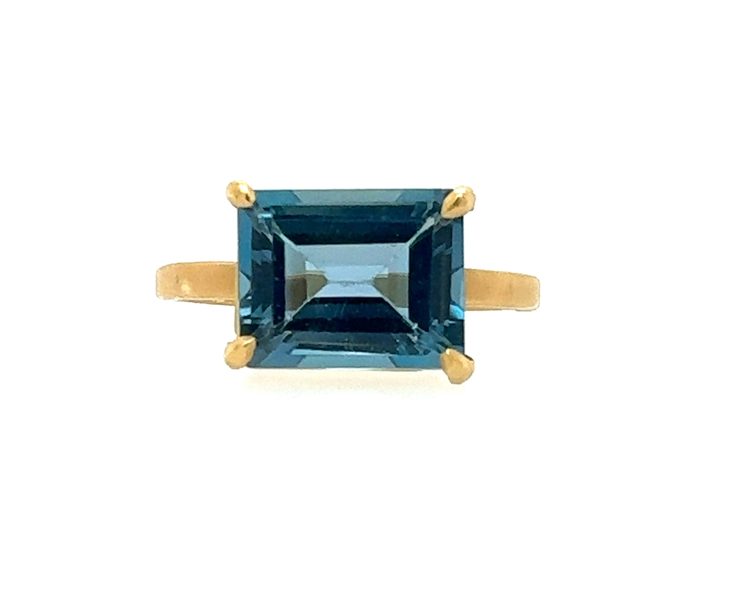 18k Emerald Cut Blue Topaz in Matte Gold