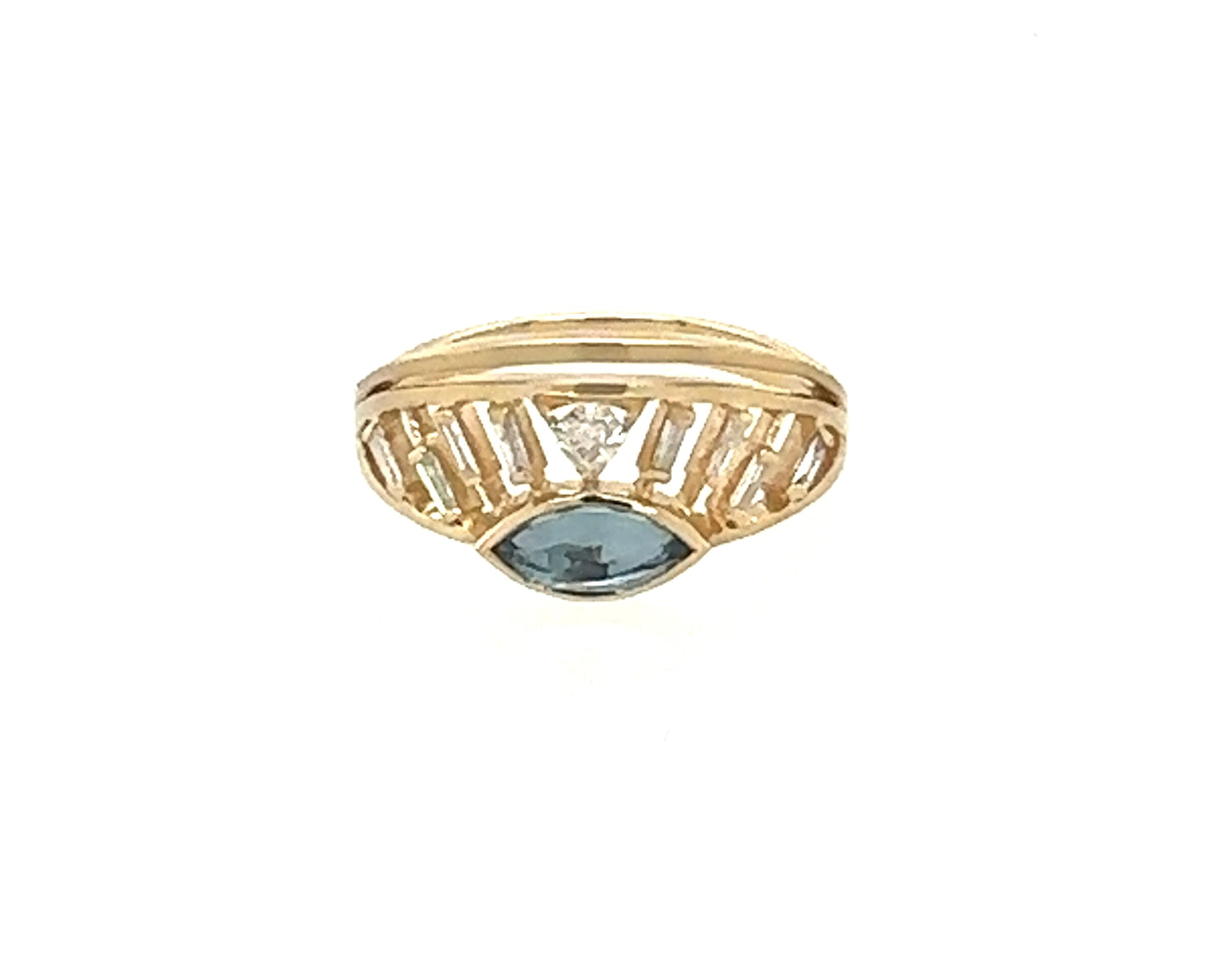 Celine Daoust 14kt Aquamarine and Diamond Sunrise Ring