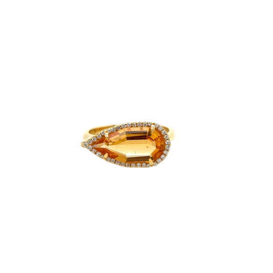 18KT Pear-shaped Citrine and Diamond Ring