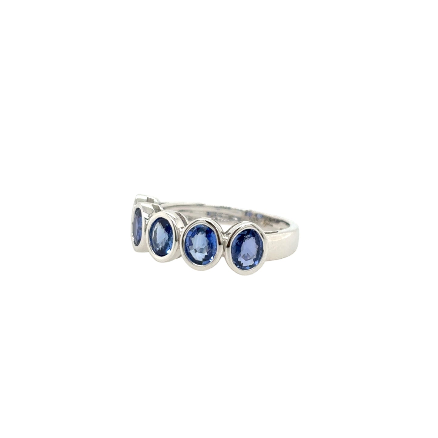 14KT Bezel-set Oval-cut Sapphire Half Band
