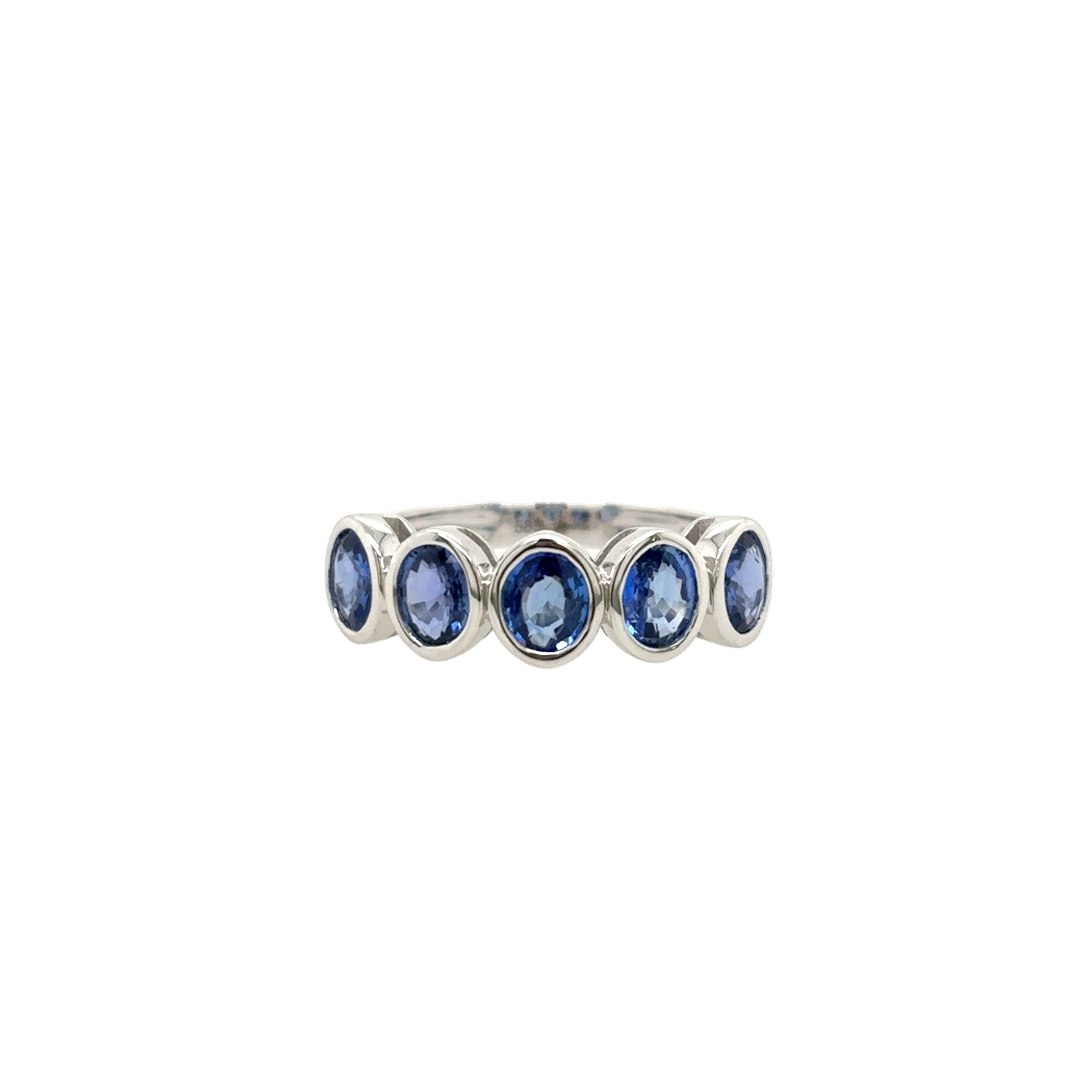 14KT Bezel-Set Oval-Cut Sapphire Half Band
