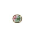 18KT Cabochon Watermelon Tourmaline and Diamond Ring