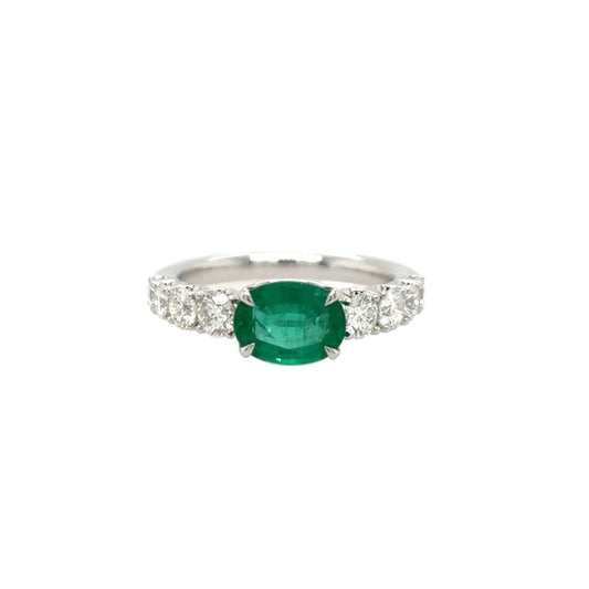 18KT Emerald and Diamond Band