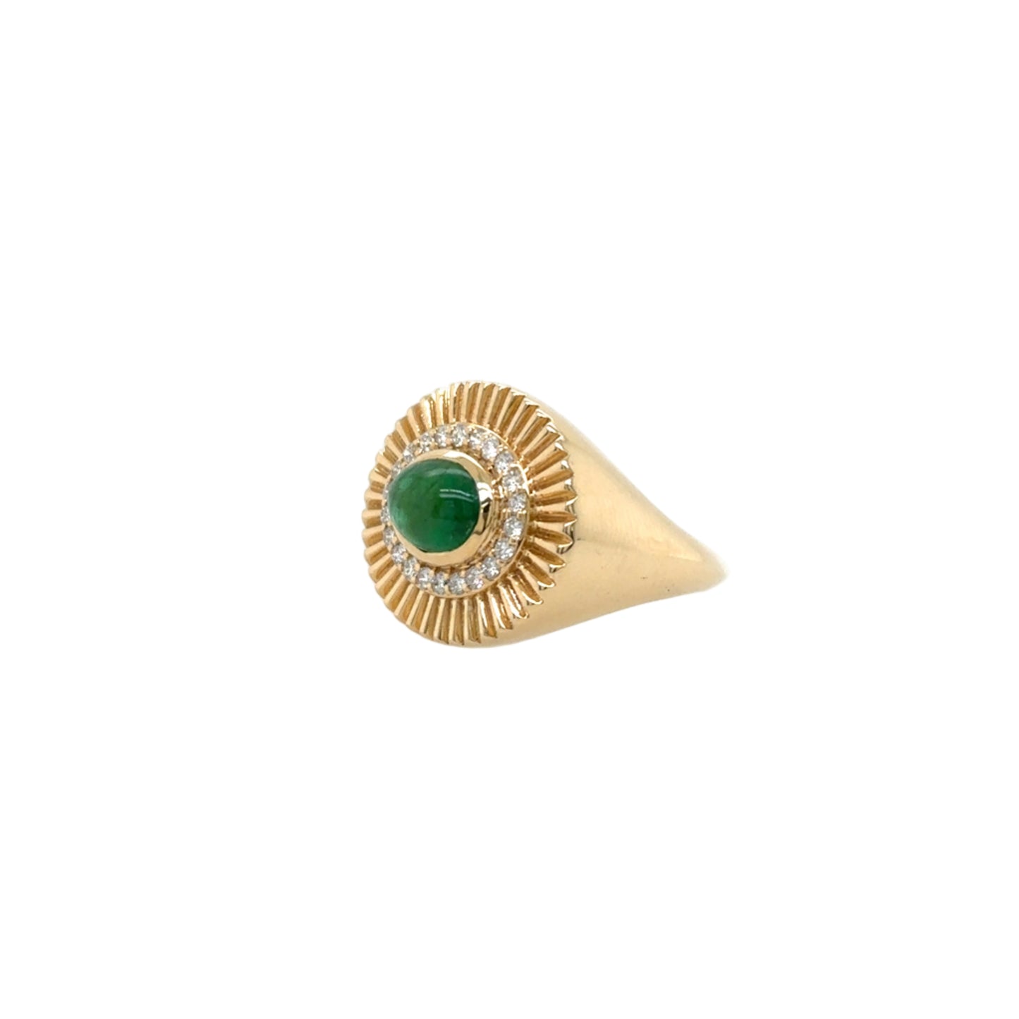 14KT Cabochon Emerald and Diamond Cocktail Ring