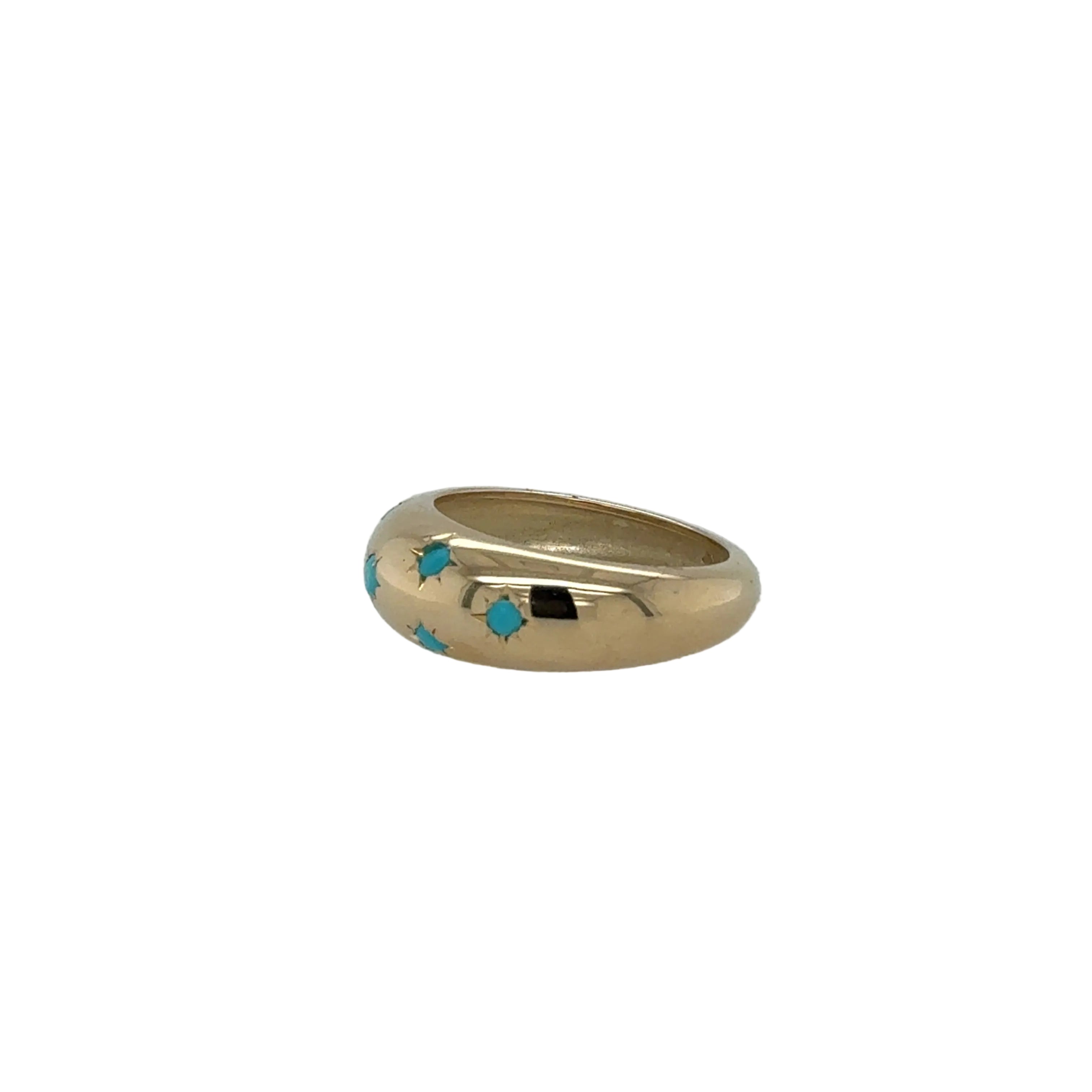 Zoë Chicco 14K Scattered Star Set Turquoise Small Aura Ring