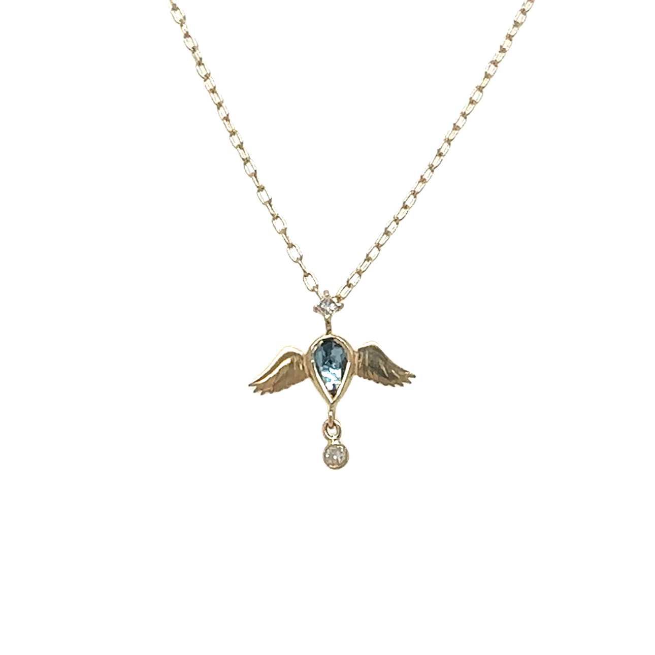 Celine Daoust 14kt Aquamarine and Diamond Bird Necklace