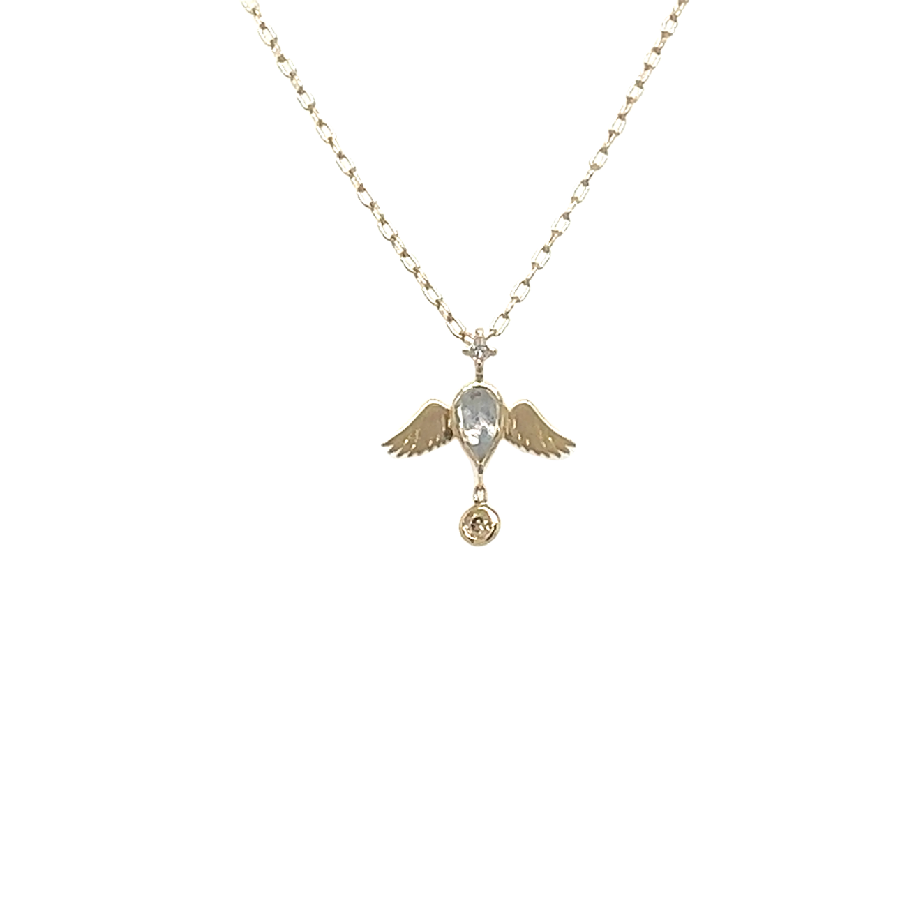 Celine Daoust 14kt Moonstone and Diamond Bird Necklace