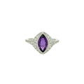 14KT Marquise-Cut Amethyst and Diamond Ring