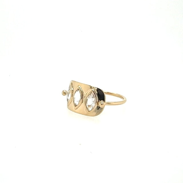 Celine Daoust 14k Triple Marquise Moonstone Solid Gold Plate Ring