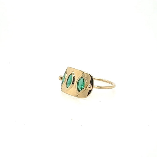 Celine Daoust 14kt Triple Emerald Ring