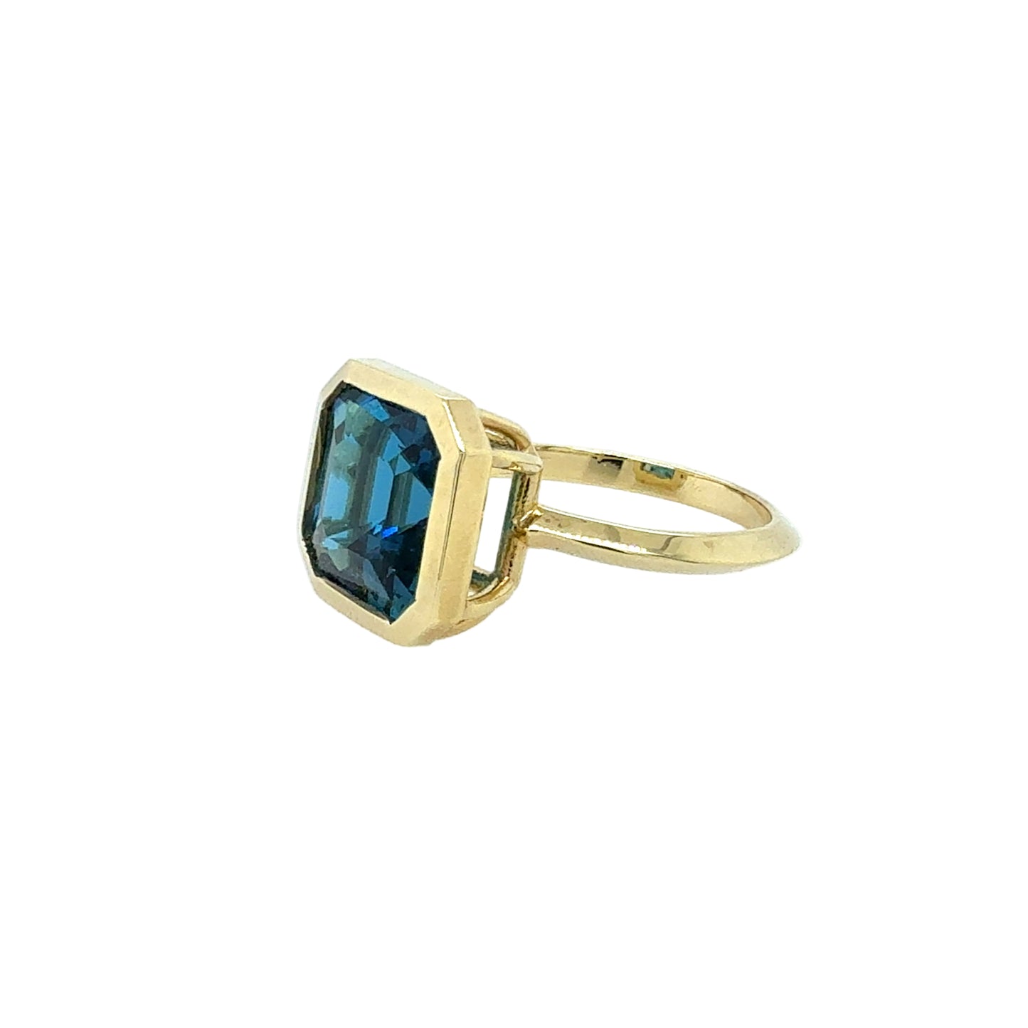 14KT Asscher-Cut London Blue Topaz Ring
